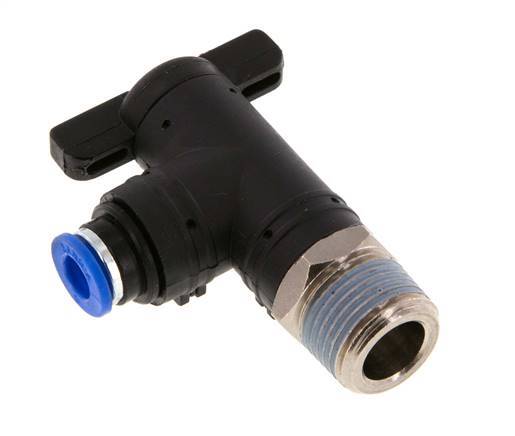 robinet à bille coudé à 2 voies 6 mm - R3/8'' Plastique/laiton