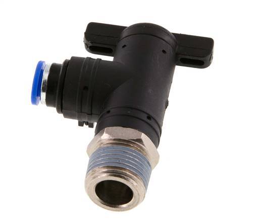 robinet à bille coudé à 2 voies 6 mm - R3/8'' Plastique/laiton