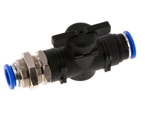 vanne à boisseau sphérique droite à 2 voies 12 mm Bulkhead en plastique/laiton