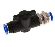 vanne à boisseau sphérique droite à 2 voies 12 mm Bulkhead en plastique/laiton