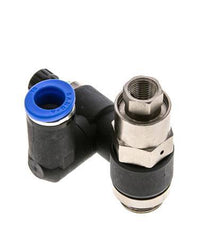 Silencieux de contrôle de débit, sortie de compteur rotative 10 mm - G3/8''-G1/8'' laiton/PA 66 avec clapet anti-retour piloté