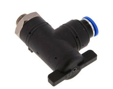 vanne à bille coudée à 2 voies 10 mm - G1/4'' plastique/laiton