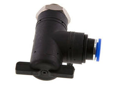 vanne à bille coudée à 2 voies 10 mm - G1/4'' plastique/laiton