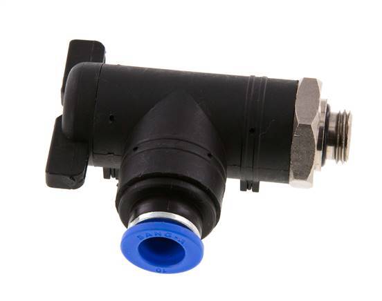 vanne à bille coudée à 2 voies 10 mm - G1/4'' plastique/laiton