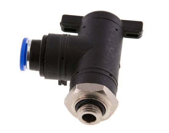 vanne à bille coudée à 2 voies 10 mm - G1/4'' plastique/laiton