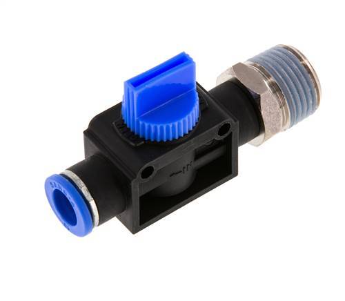 vanne manuelle d'arrêt à 3/2 voies 10 mm - R1/2'' plastique/laiton Ventilation côté tube