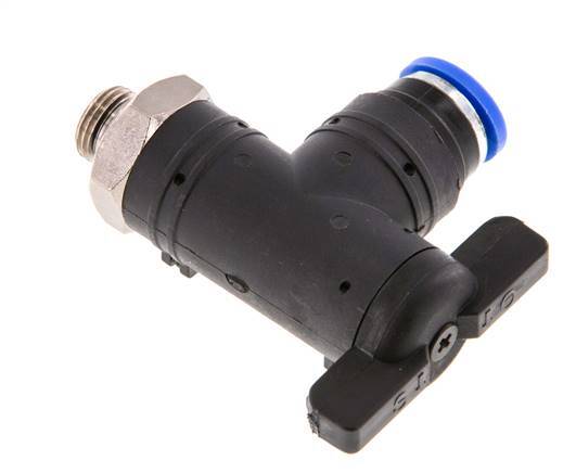 vanne à bille coudée à 2 voies 8 mm - G1/8'' plastique/laiton