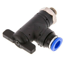 vanne à bille coudée à 2 voies 8 mm - G1/8'' plastique/laiton