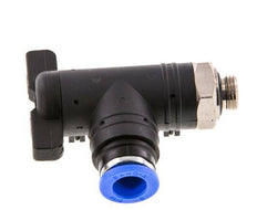 vanne à bille coudée à 2 voies 8 mm - G1/8'' plastique/laiton