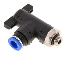 vanne à bille coudée à 2 voies 8 mm - G1/8'' plastique/laiton