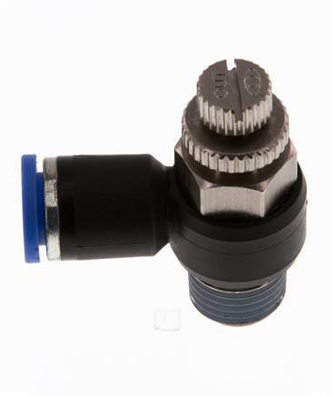 Flow Control Silencer Meter-Out Elbow 8 mm - R1/4'' Brass/PA 66