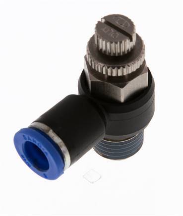 Coude de sortie de compteur du silencieux Flow Control 8 mm - R1/4'' Brass/PA 66