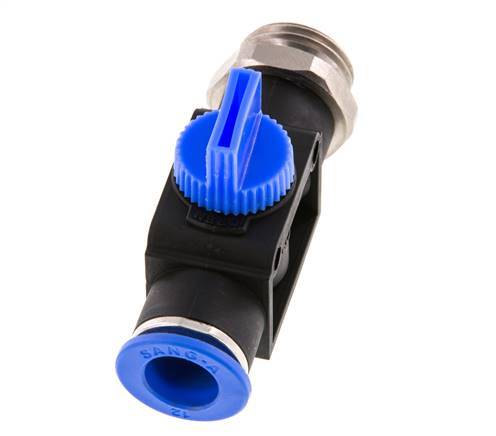 vanne manuelle d'arrêt à 3/2 voies 10 mm - R1/2'' Plastique/laiton Filetage côté ventilation