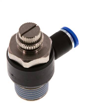 Coude de sortie du compteur du silencieux Flow Control 8 mm - R1/2'' Brass/PA 66
