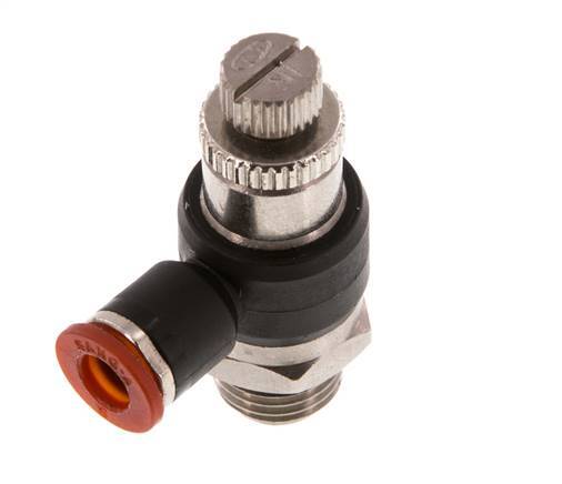 Coude d'entrée pour silencieux de contrôle de débit 6 mm - G1/4'' laiton/PA 66