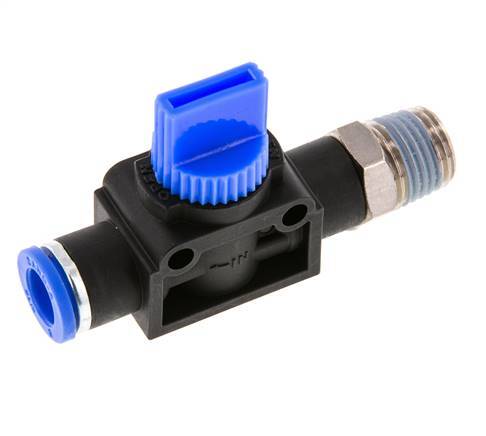 vanne manuelle d'arrêt à 3/2 voies 8 mm - R1/4'' Plastique/laiton Ventilation côté tube