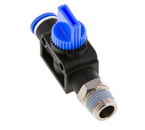vanne manuelle d'arrêt à 3/2 voies 8 mm - R1/4'' Plastique/laiton Ventilation côté tube