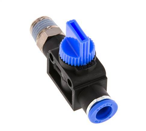 vanne manuelle d'arrêt à 3/2 voies 8 mm - R1/4'' Plastique/laiton Ventilation côté tube