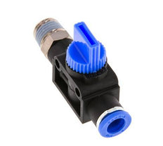 vanne manuelle d'arrêt à 3/2 voies 8 mm - R1/4'' Plastique/laiton Ventilation côté tube