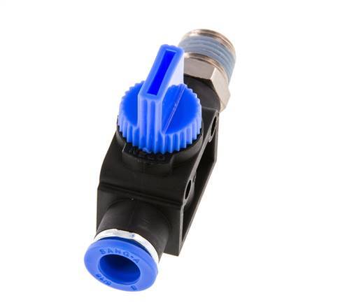vanne manuelle d'arrêt à 3/2 voies 8 mm - R1/4'' Plastique/laiton Ventilation côté tube