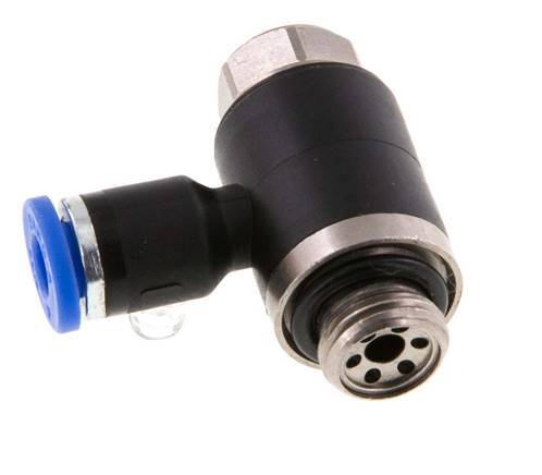 Coude de sortie de compteur du silencieux de contrôle du débit 4 mm - G1/8'' laiton/PA 66 Vis fendue