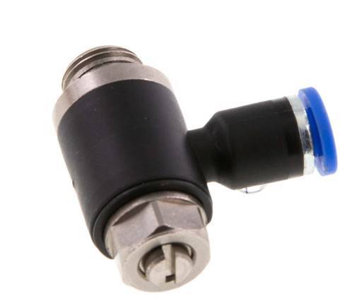 Coude de sortie de compteur du silencieux de contrôle du débit 4 mm - G1/8'' laiton/PA 66 Vis fendue