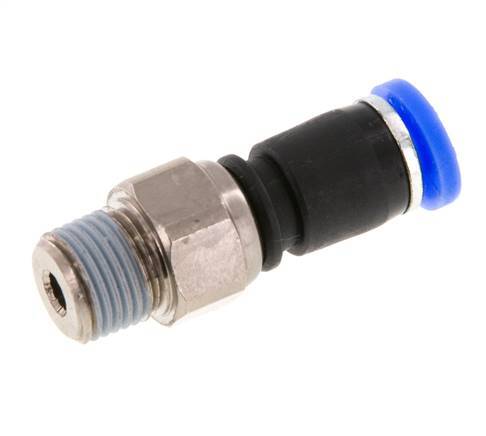 4mm & R1/8'' Joint articulé Filetages mâles à enfoncer Laiton nickelé/PBT NBR Rotatif