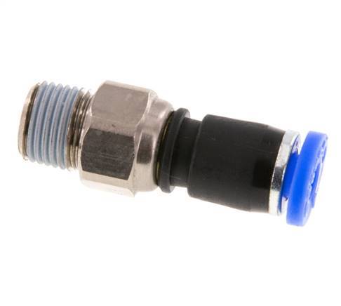 4mm & R1/8'' Joint articulé Filetages mâles à enfoncer Laiton nickelé/PBT NBR Rotatif