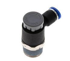 Vanne de régulation de débit Coude de sortie de compteur 6 mm - R3/8'' Laiton/ Contre-écrou PA 66