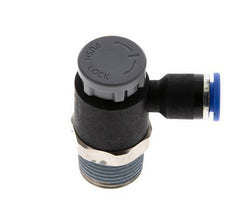 Vanne de régulation de débit Coude de sortie de compteur 6 mm - R3/8'' Laiton/ Contre-écrou PA 66