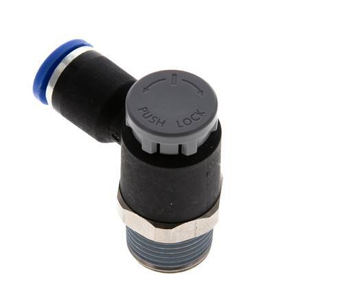 Vanne de régulation de débit Coude de sortie de compteur 8 mm - R3/8'' Laiton/ Contre-écrou PA 66