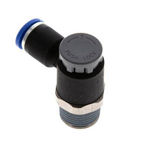 Vanne de régulation de débit Coude de sortie de compteur 8 mm - R3/8'' Laiton/ Contre-écrou PA 66