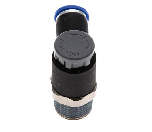 Vanne de régulation de débit Coude de sortie de compteur 8 mm - R3/8'' Laiton/ Contre-écrou PA 66