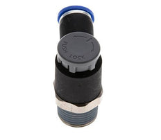 Vanne de régulation de débit Coude de sortie de compteur 8 mm - R3/8'' Laiton/ Contre-écrou PA 66