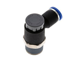 Vanne de régulation de débit Coude de sortie de compteur 8 mm - R3/8'' Laiton/ Contre-écrou PA 66