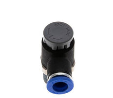 Vanne de régulation de débit Coude de sortie de compteur 8 mm - R3/8'' Laiton/ Contre-écrou PA 66