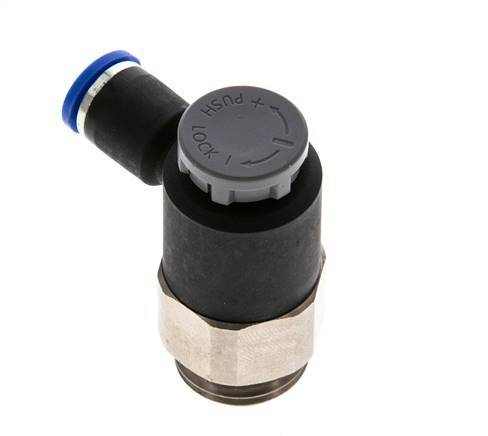 Vanne de régulation de débit Coude de sortie de compteur 8 mm - G1/2'' Laiton/ Contre-écrou PA 66