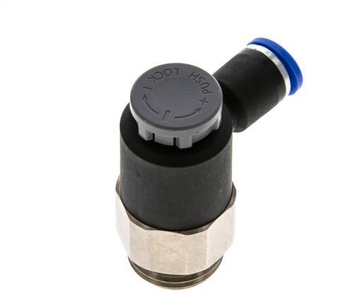 Vanne de régulation de débit Coude de sortie de compteur 8 mm - G1/2'' Laiton/ Contre-écrou PA 66