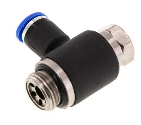Coude de sortie de compteur pour silencieux 8 mm - G3/8'' laiton/PA 66 Vis fendue