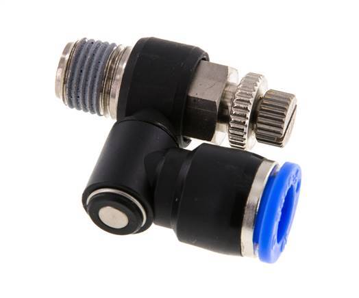 Silencieux de contrôle d'écoulement Sortie de compteur rotative 10 mm - R1/4'' Laiton/PA 66