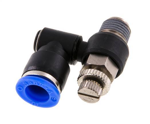 Silencieux de contrôle d'écoulement Sortie de compteur rotative 10 mm - R1/4'' Laiton/PA 66