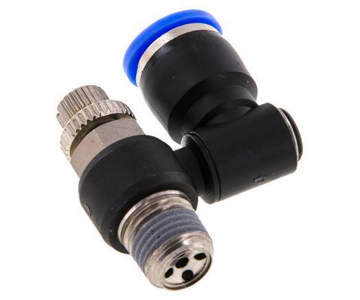 Silencieux de contrôle d'écoulement Sortie de compteur rotative 10 mm - R1/4'' Laiton/PA 66