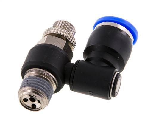 Silencieux de contrôle d'écoulement Sortie de compteur rotative 10 mm - R1/4'' Laiton/PA 66