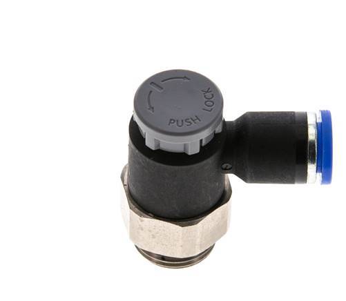 Vanne de régulation de débit Coude de sortie de compteur 8 mm - G3/8'' Laiton/ Contre-écrou PA 66