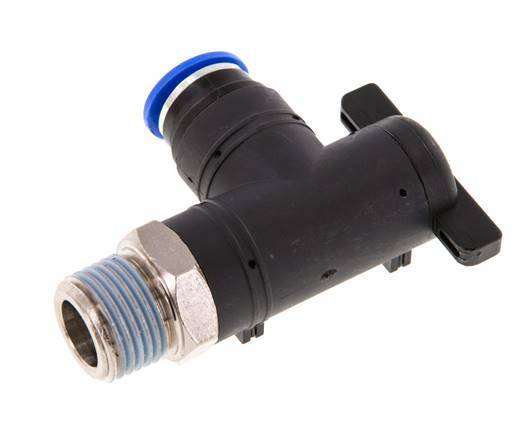 Robinet à bille coudé à 2 voies 12 mm - R1/2'' Plastique/laiton