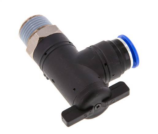 Robinet à bille coudé à 2 voies 12 mm - R1/2'' Plastique/laiton
