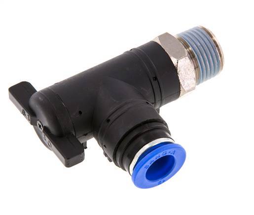 Robinet à bille coudé à 2 voies 12 mm - R1/2'' Plastique/laiton