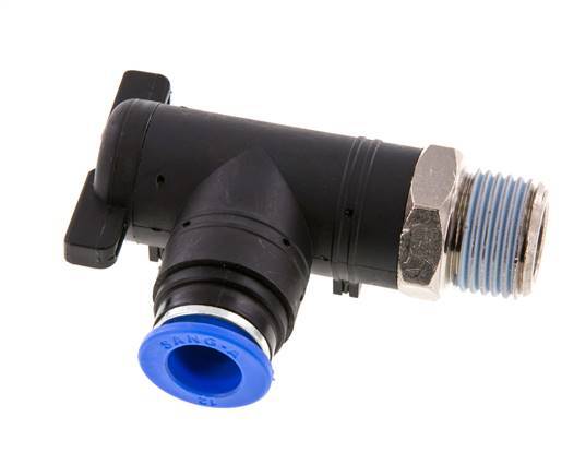 Robinet à bille coudé à 2 voies 12 mm - R1/2'' Plastique/laiton