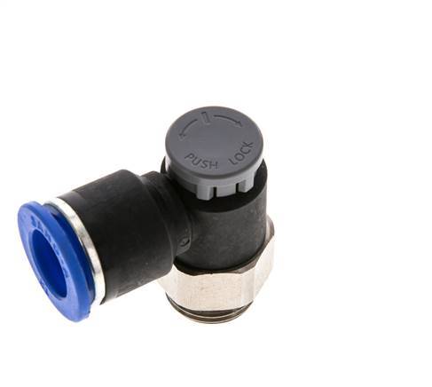 Vanne de régulation de débit Coude de sortie de compteur 12 mm - G3/8'' Laiton/ Contre-écrou PA 66