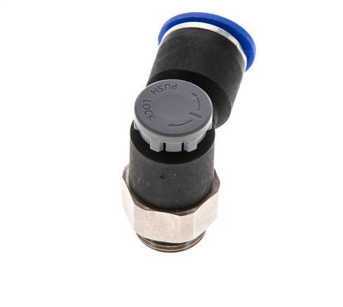 Vanne de régulation de débit Coude de sortie de compteur 12 mm - G3/8'' Laiton/ Contre-écrou PA 66